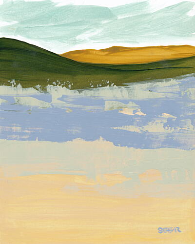 Abstract Golden Hills Horizon Art Print by Angela Seear