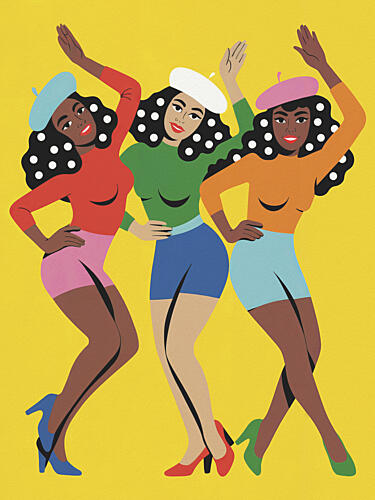 Vibrant Dance Trio Pop art reproduction