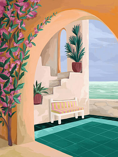 Bench with a View Art Print