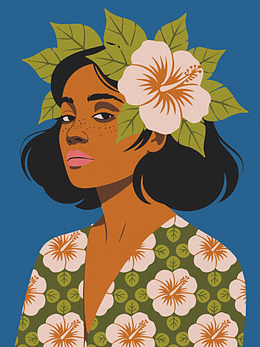 Tropical Hibiscus Woman Art Print