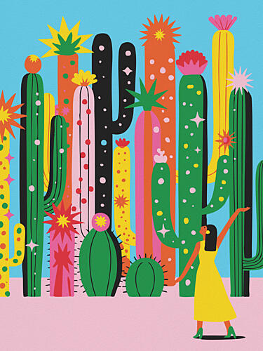 Colorful Cacti Dance Art Print