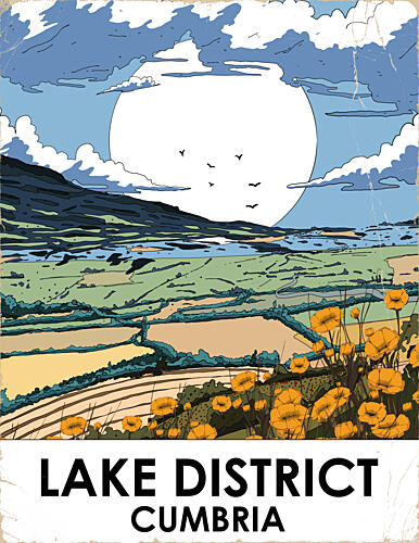 Lake District Poppy Fields Pop art reproduction