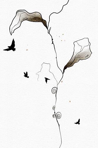 Flying Birds Abstract Nature Art Print