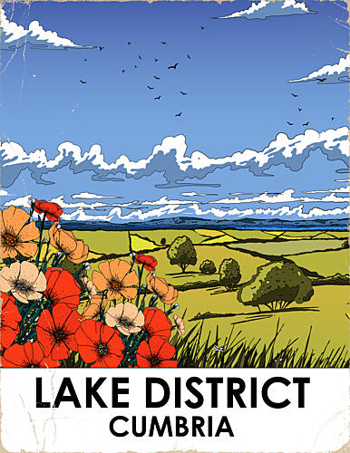 Lake District Poppies Pop art reproduction
