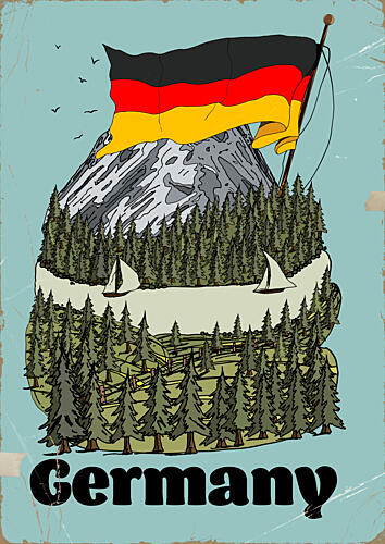Germany Mountain Lake Flag Art Print