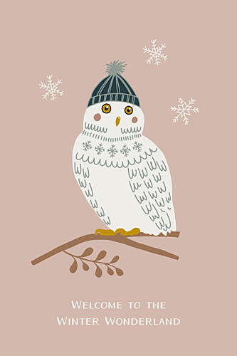 Snowy Owl Winter Hat Art Print