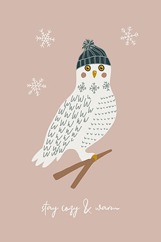 Cozy Winter Owl Art Print