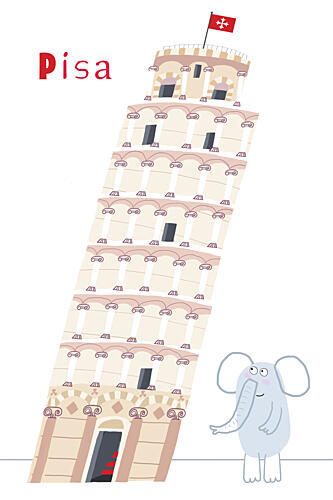 Pisa Tower Elephant Art Print
