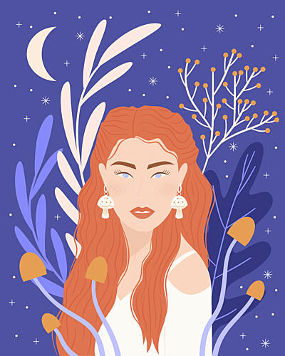 Mystical Moon Woman Art Print