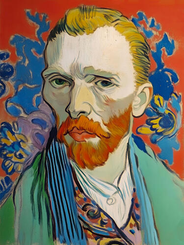 Intense Red Bearded Man Art Print