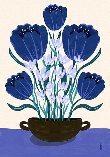 Blue Floral Arrangement Art Print