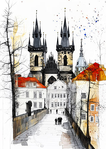 Prague Church Spires Art Print