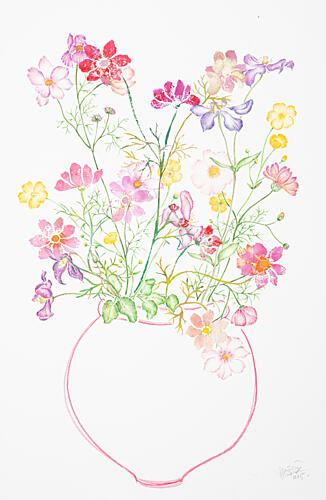 Colorful Watercolor Bouquet Art Print by Mette Rix