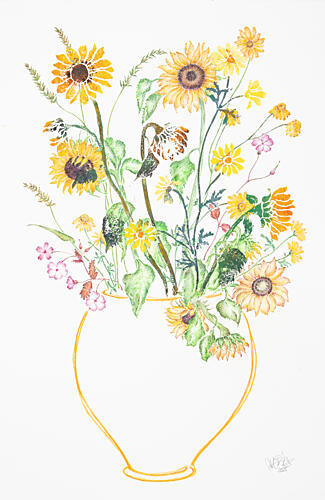 Cheerful Sunflower Bouquet Art Print by Mette Rix