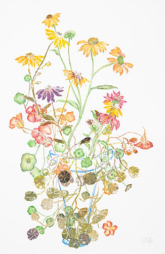 Colorful Wildflower Vase Art Print by Mette Rix
