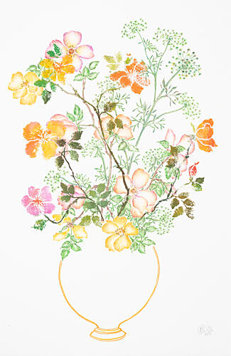 Colorful Wild Rose Vase Art Print by Mette Rix