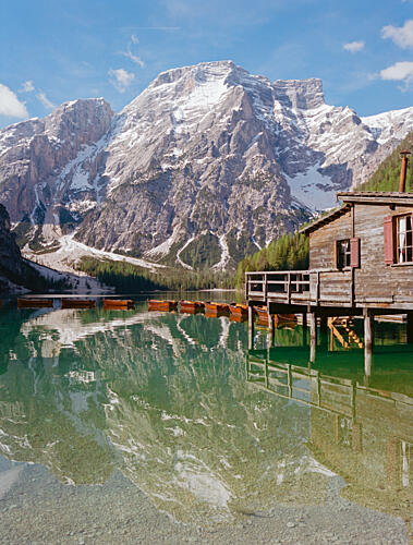 Emerald Lake Boathouse Art Print