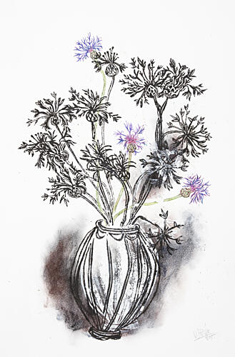Wildflower Vase Sketch Art Print