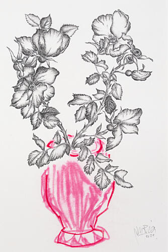 Wild Roses Pink Vase Art Print