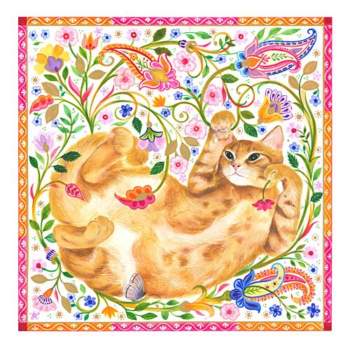 Paisley Ginger Cat Art Print