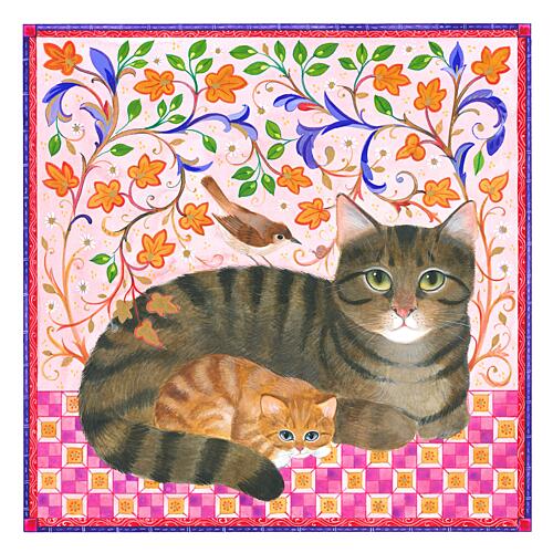 Tabby Cat and Ginger Kitten Art Print