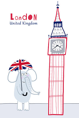 London Elephant Big Ben Art Print