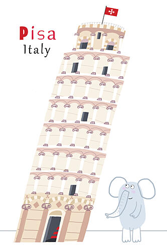 Whimsical Pisa Elephant Art Print