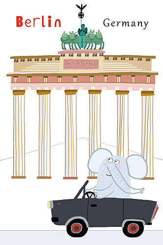 Elephants Berlin Drive Art Print