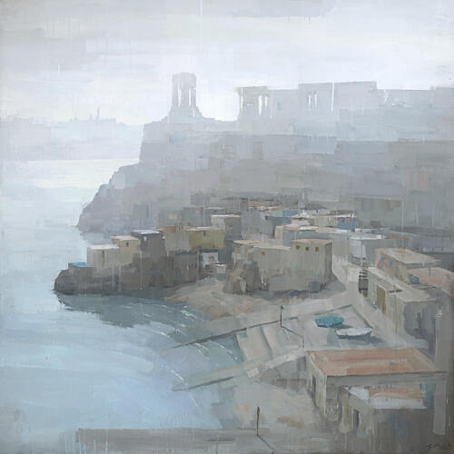 Misty Mediterranean Town Art Print by Steve Mitchell