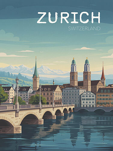 Zurich Switzerland Cityscape Art Print