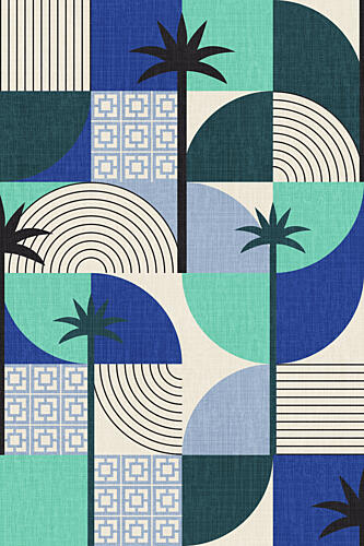 Tropical Geometric Palms Art Print