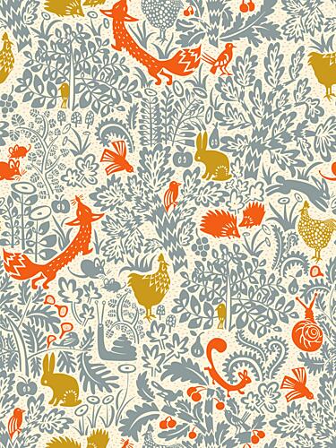 Garden Tales Cream and Dusty Blue Pattern Art Print