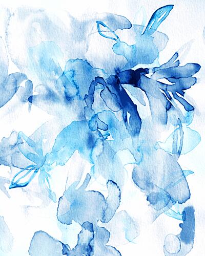 Blue Watercolor Blooms Art Print