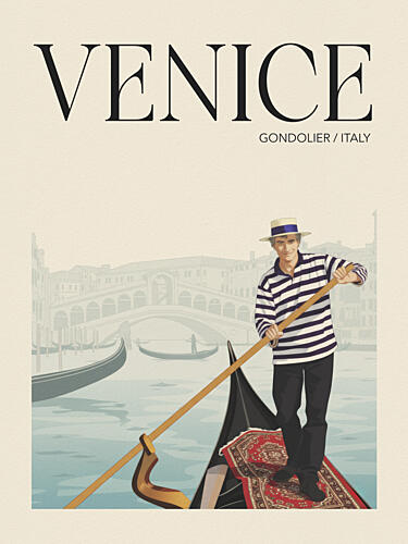 Venice Gondolier Scene Art Print