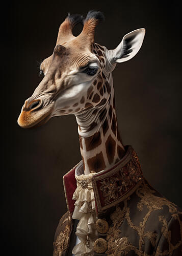 Regal Giraffe Gentleman Art Print