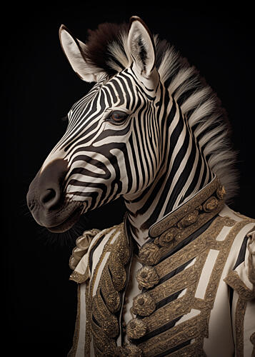 Regal Zebra Portrait Art Print