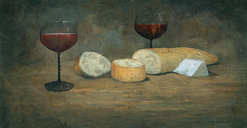 Red Wine and Cheese Art Print by Steve Mitchell