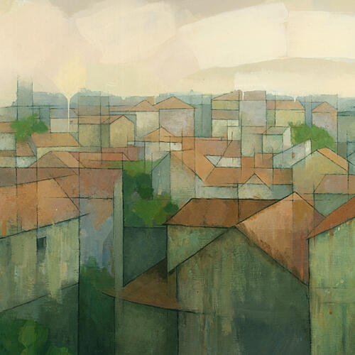 Geometric City Rooftops Art Print by Steve Mitchell