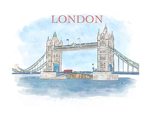 Watercolor Tower Bridge London Art Print