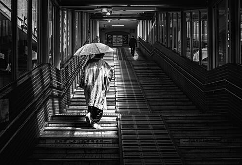 Solitary Stair Climb Art Print by Haruyo Sakamoto