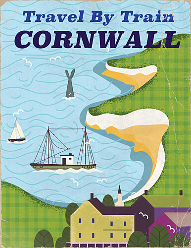 Vintage Cornwall Travel Art Print