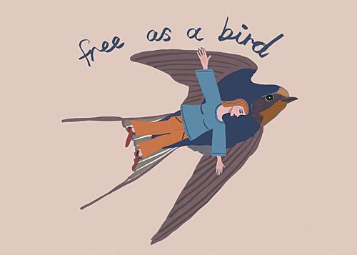 Whimsical Freedom Flight Art Print