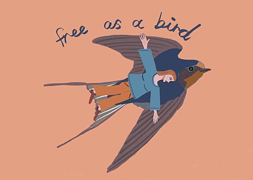 Girl Soaring Free Art Print
