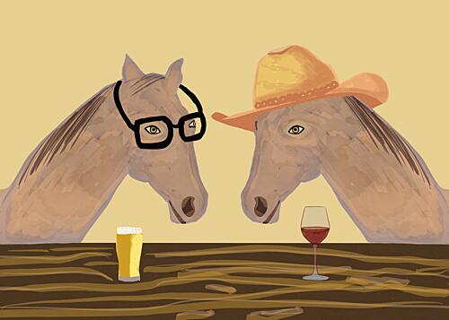 Happy Hour Horses Art Print