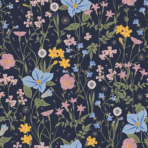 Midnight Wildflower Garden Art Print