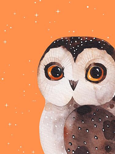 Starry Night Owl Art Print