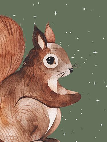 Starry Night Squirrel Art Print