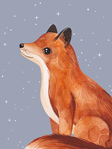 Whimsical Stargazer Fox Art Print
