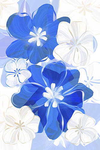 Blue and White Blooms Art Print
