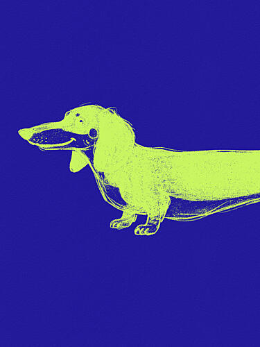 Modern Green Dachshund Art Print